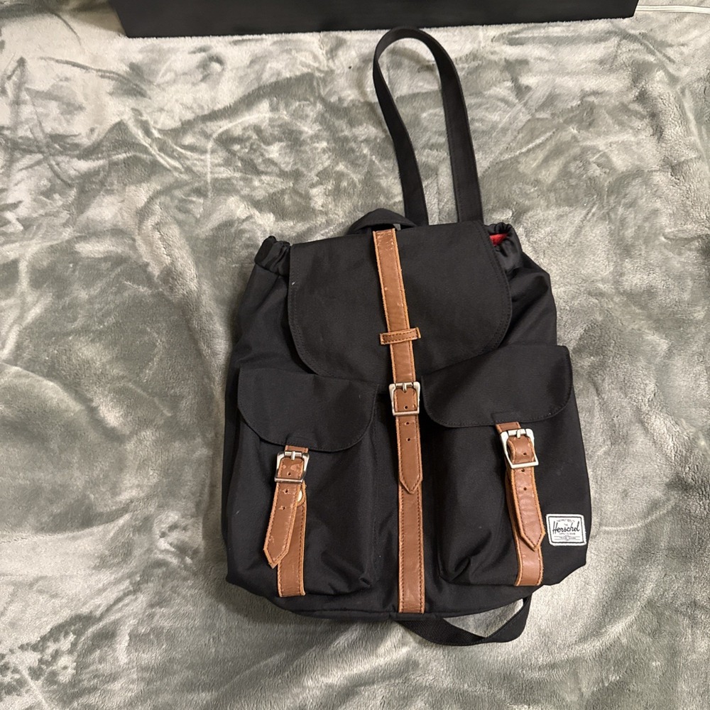 Herschel Supply Dawson Backpack Black Adjustable Buckle Strap 90's